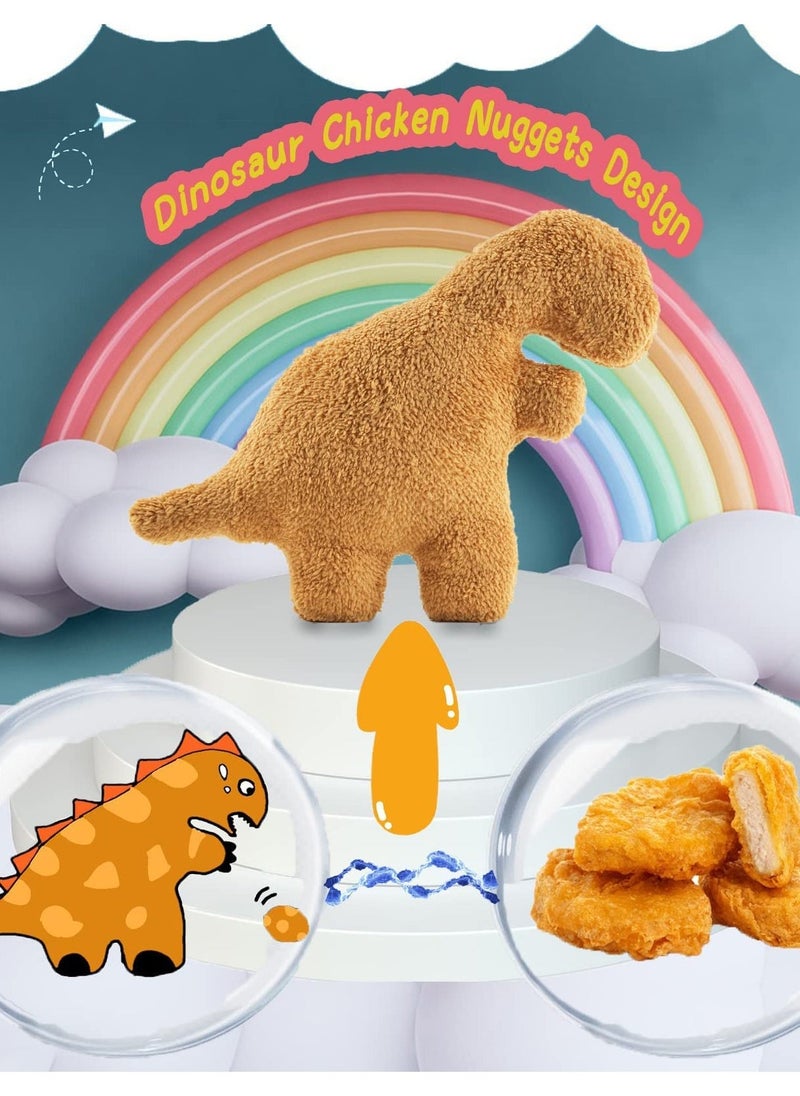 Dino Chicken Nugget Pillow, Hilarious Chicken Nugget Plush in Dinosaur Shape, Perfect Funny Gift for Kids, Boys, and Girls' Birthdays