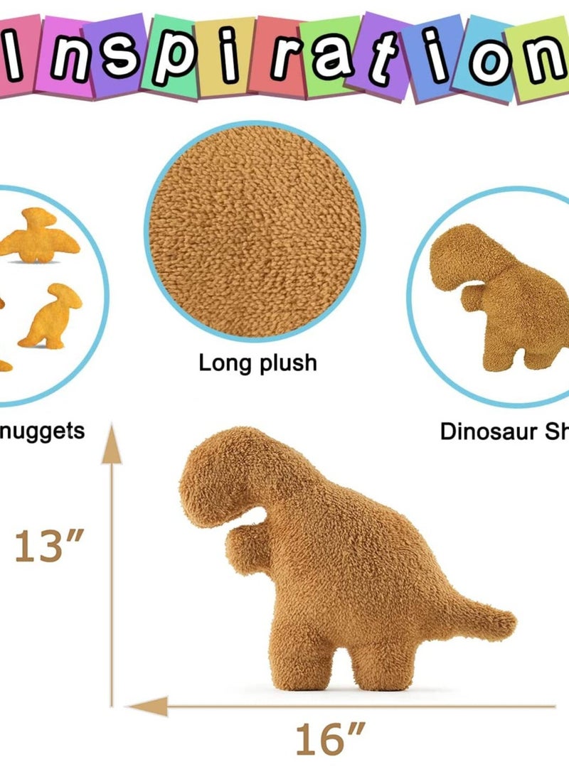 Dino Chicken Nugget Pillow, Hilarious Chicken Nugget Plush in Dinosaur Shape, Perfect Funny Gift for Kids, Boys, and Girls' Birthdays