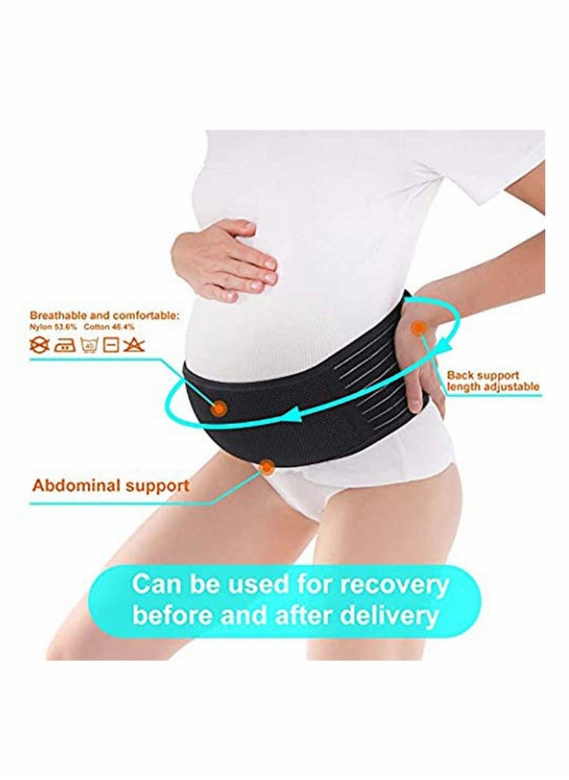 Maternity Belt, Pregnancy Support, Bump Band Abdominal, Belly Back Brace Strap (Black)