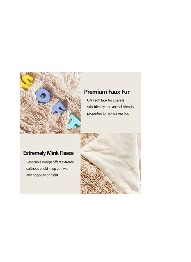 Luxury Faux Fur Throw Blankets Winter Beds sofa Blanket Double Layer Fluffy Soft Warm Home Decor Imitated Faux Fur Mink Blanket pink color