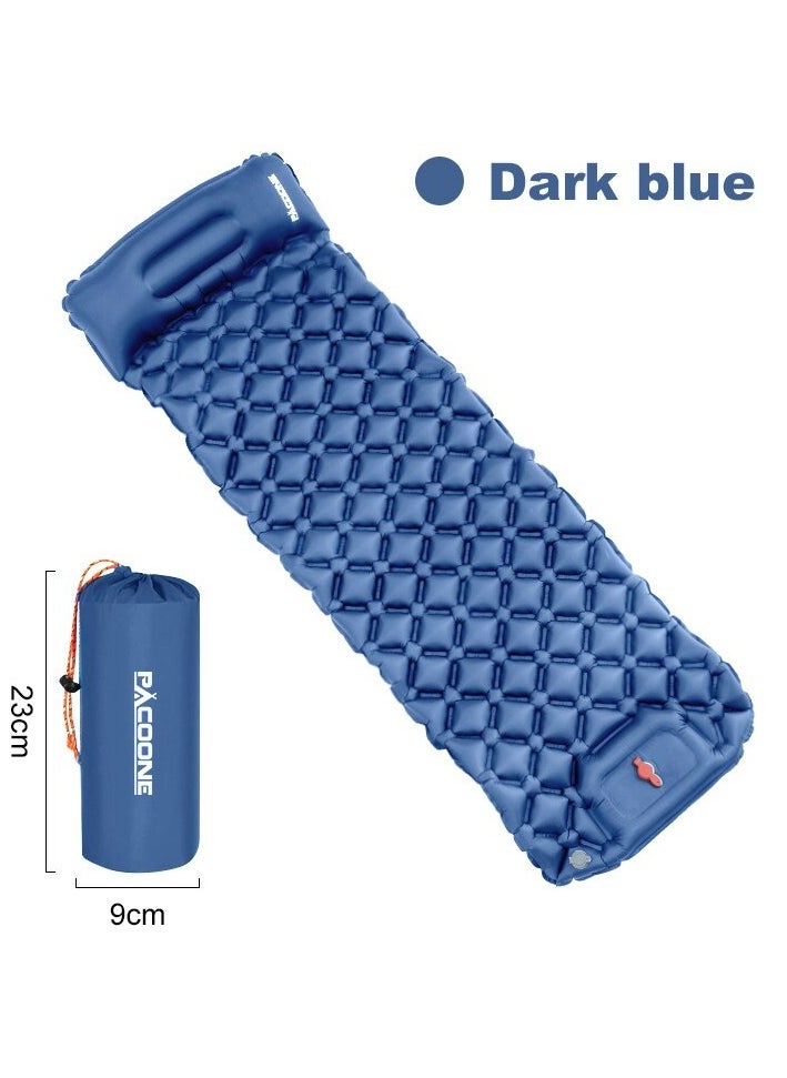 Outdoor Camping Inflatable Mattress, Ultralight Air Mat With Built In Inflator Pump, Portable And Compact Sleeping Pad With Pillow For Camping, Backpacking, Hiking, (1pc, Dark Blue)