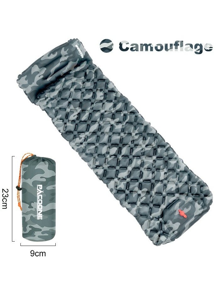 Outdoor Camping Inflatable Mattress, Ultralight Air Mat With Built In Inflator Pump, Portable And Compact Sleeping Pad With Pillow For Camping, Backpacking, Hiking, (1pc, Camouflage Grey)