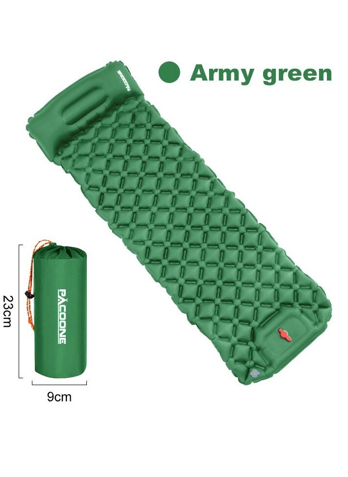 Outdoor Camping Inflatable Mattress, Ultralight Air Mat With Built In Inflator Pump, Portable And Compact Sleeping Pad With Pillow For Camping, Backpacking, Hiking, (1pc, Army Green)