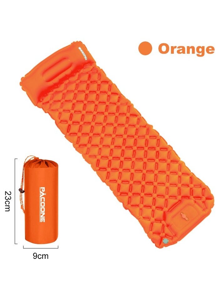 Outdoor Camping Inflatable Mattress, Ultralight Air Mat With Built In Inflator Pump, Portable And Compact Sleeping Pad With Pillow For Camping, Backpacking, Hiking, (1pc, Orange)