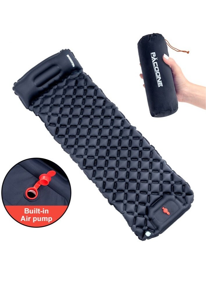 Outdoor Camping Inflatable Mattress, Ultralight Air Mat With Built In Inflator Pump, Portable And Compact Sleeping Pad With Pillow For Camping, Backpacking, Hiking, (1pc, Orange)