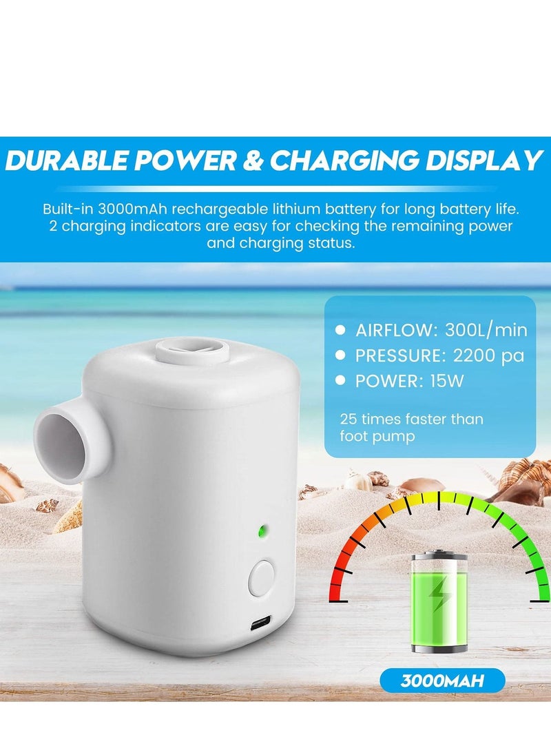 2 In 1 Air Pump with 4 Nozzles Wireless Electric Pump with 3000mah Battery Quick Fill Air / Deflate Camping Electric Pump Portable Quick Inflatable Bed Pump