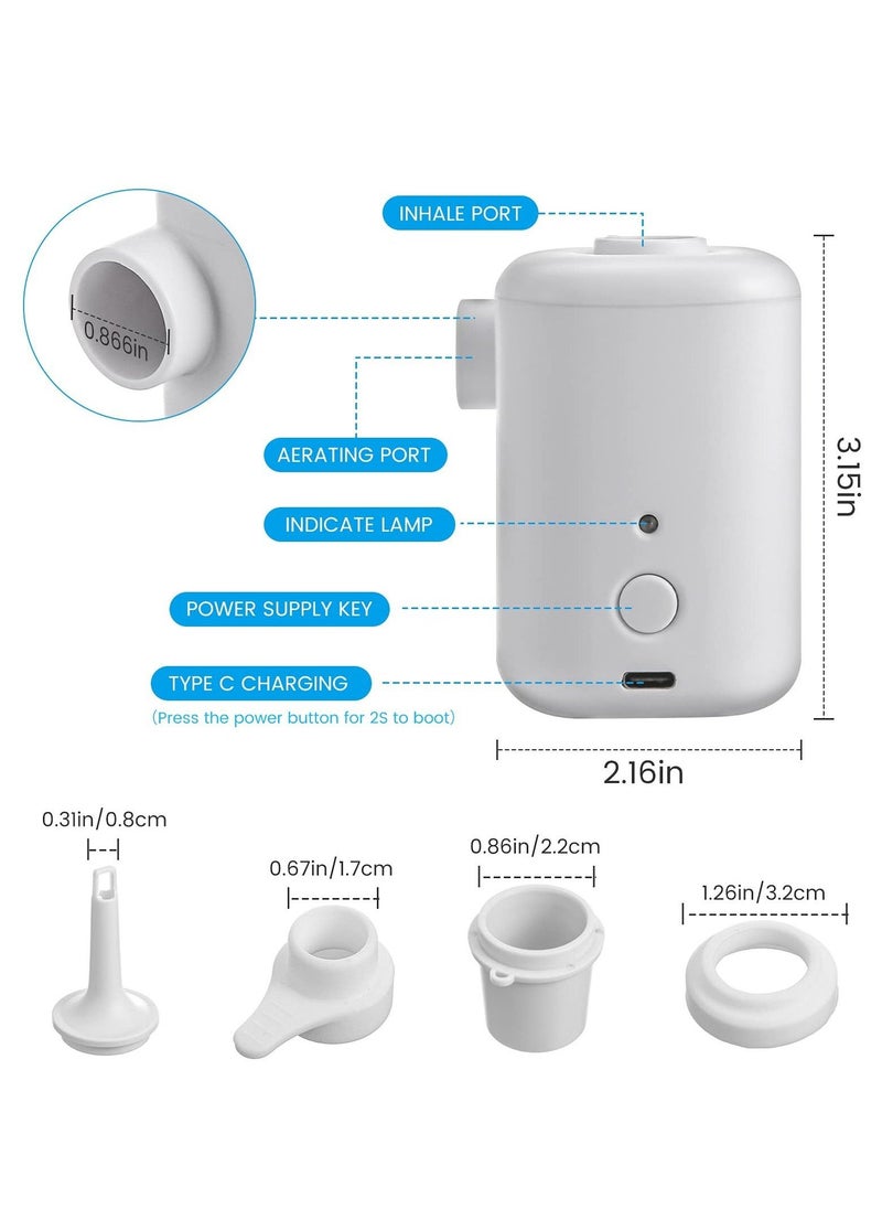 2 In 1 Air Pump with 4 Nozzles Wireless Electric Pump with 3000mah Battery Quick Fill Air / Deflate Camping Electric Pump Portable Quick Inflatable Bed Pump