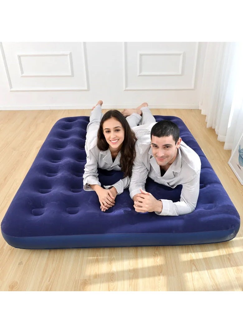 Airbeds Flocked Inflation Indoor Air Mattress with Inflation Pump, (Navy Blue)