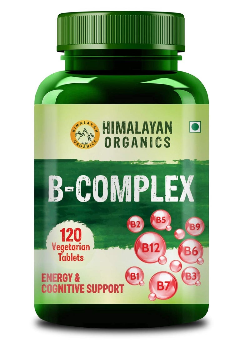 Himalayan Organics Vitamin B Complex (B1, B2, B3, B5, B6, B7, B9 & B12) Energy and cognitive support, 120 Veg Tablets