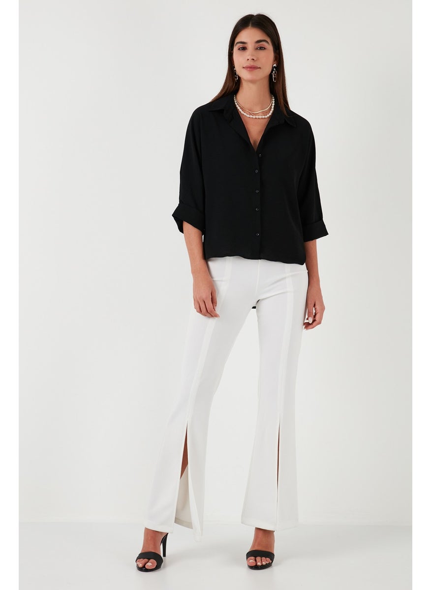 Relaxed Fit Three Quarter Sleeve Long Back Shirt Women's Shirt 67033392S4