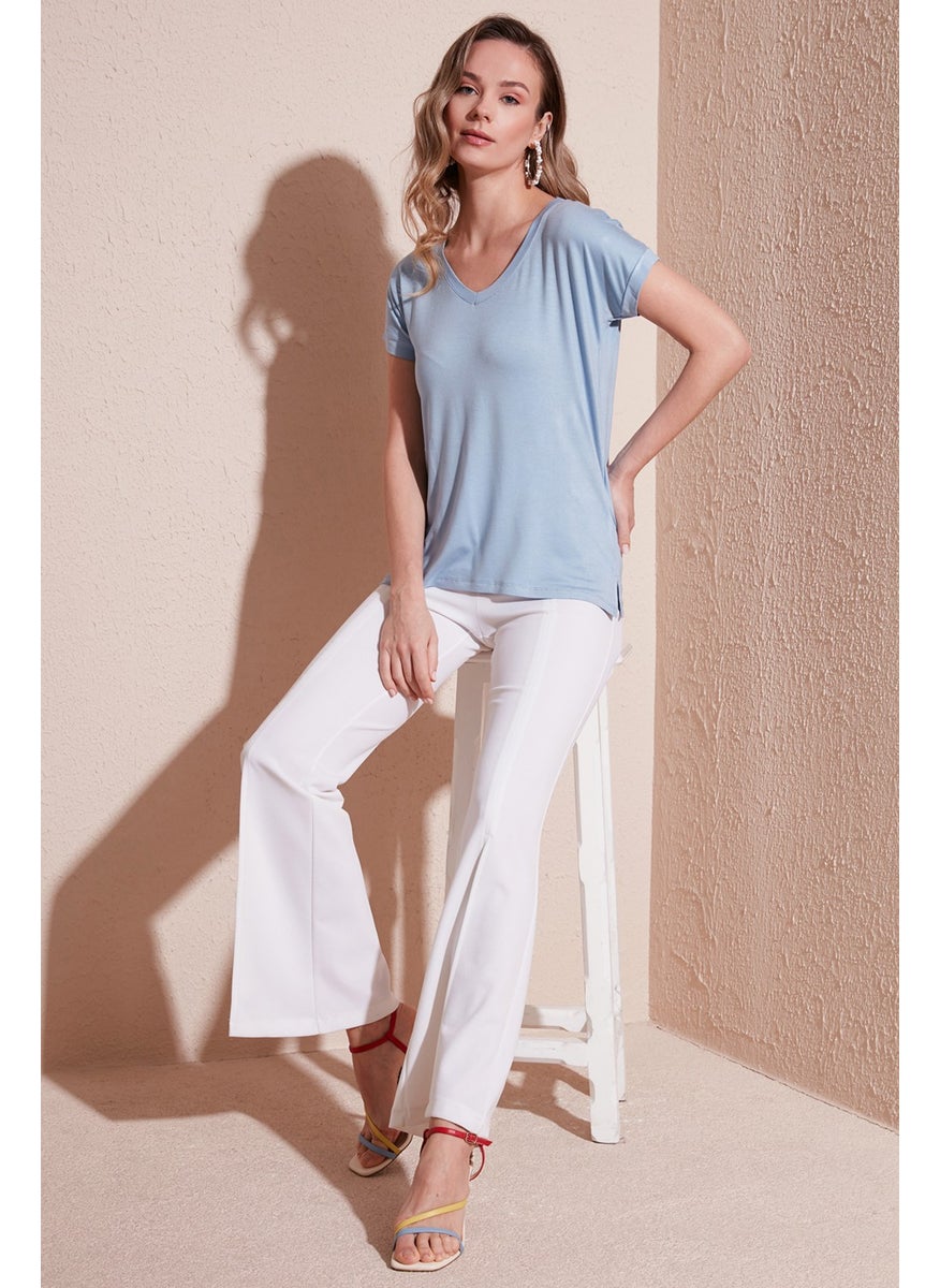V-Neck Relaxed Cut Blouse Women's Blouse 5862000
