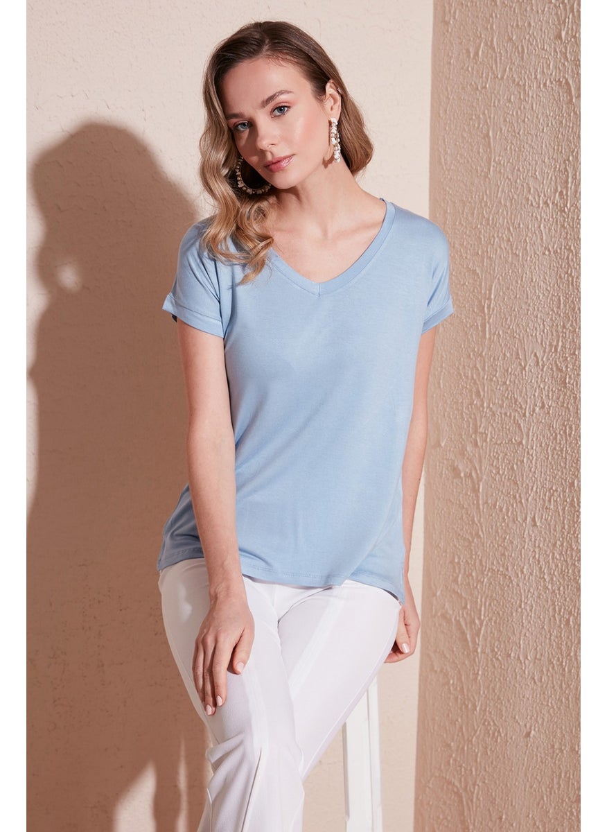 V-Neck Relaxed Cut Blouse Women's Blouse 5862000