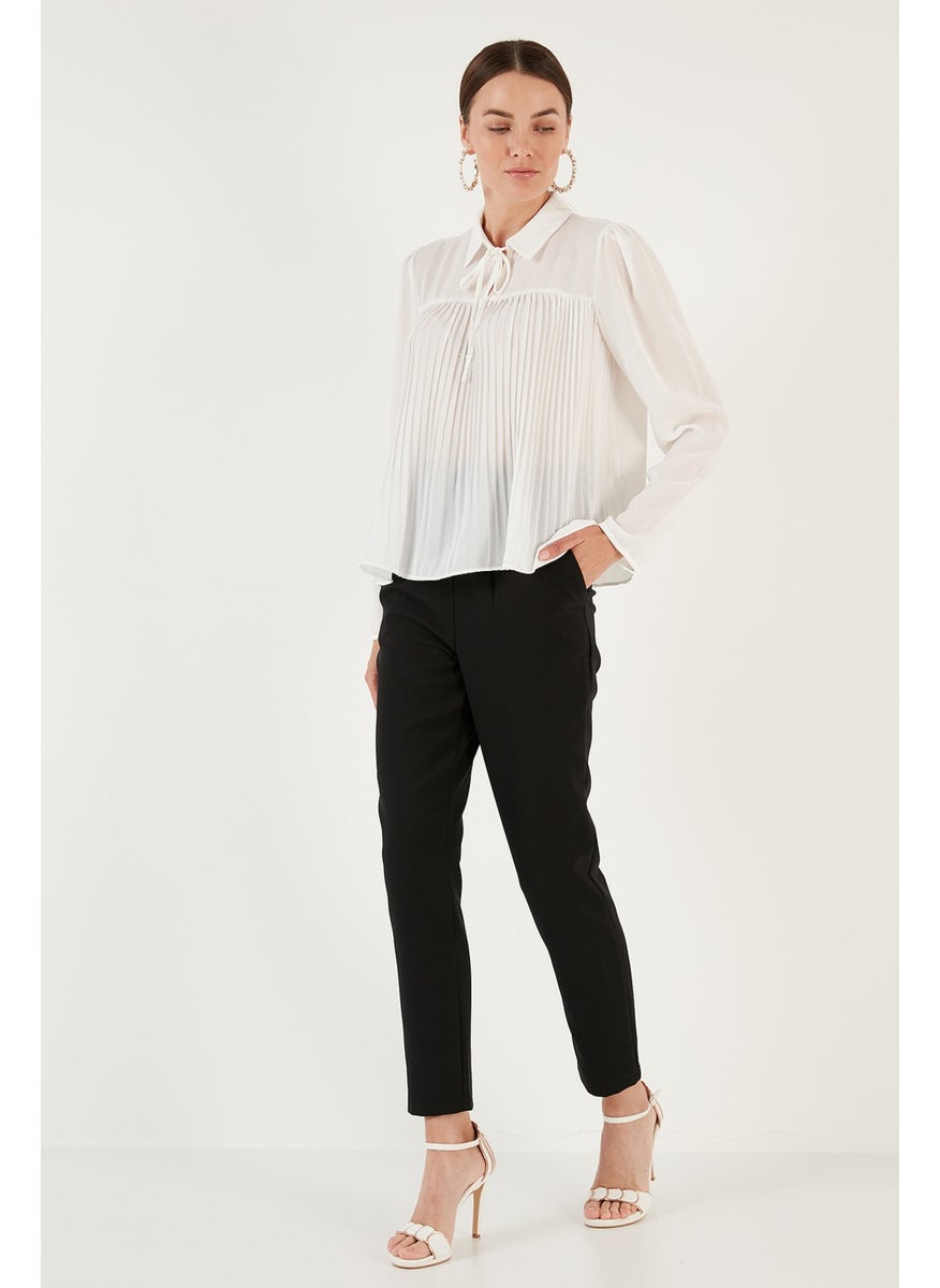 Women's Blouse with Tie Detail and Pleats 611FB0963