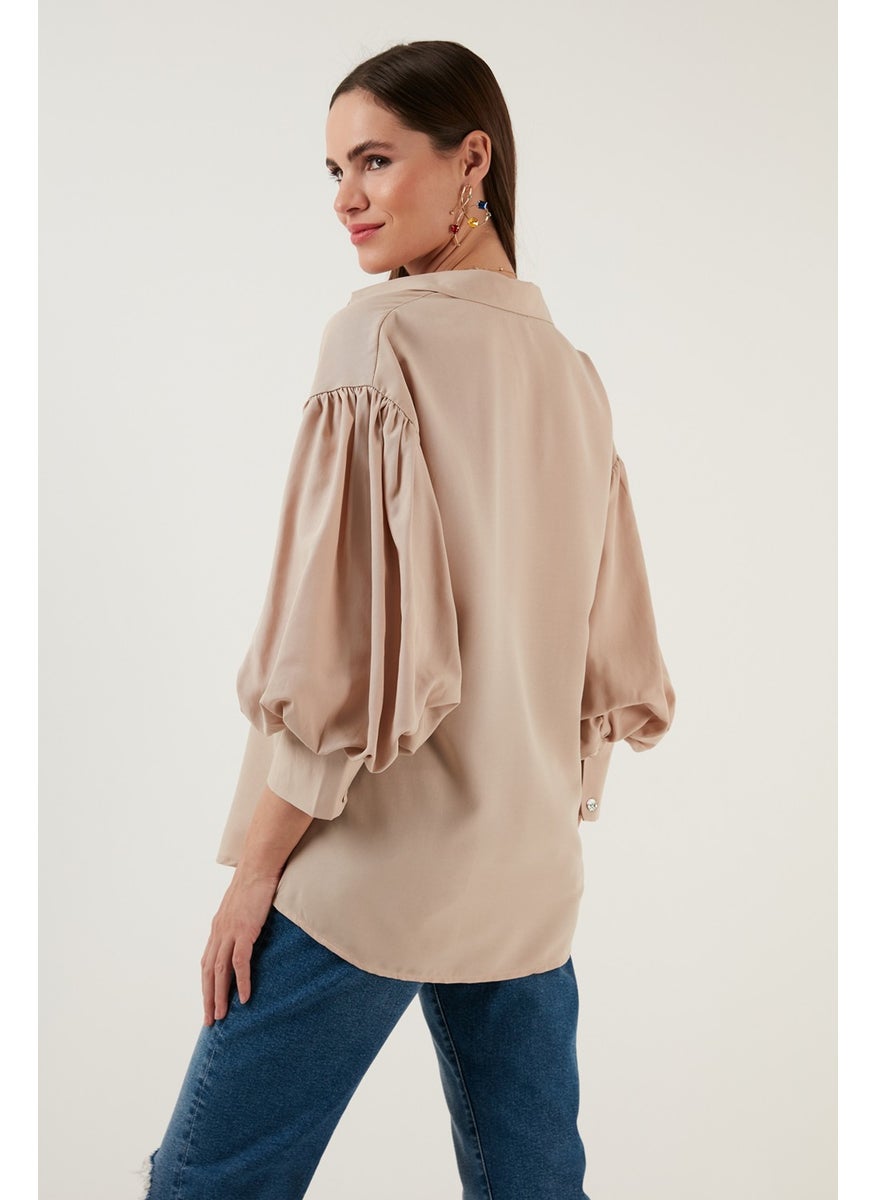 Cotton Oversize Balloon Sleeve Woven Shirt Women's Shirt 6234783