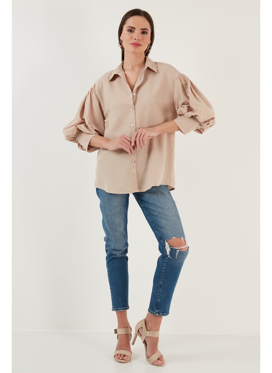 Cotton Oversize Balloon Sleeve Woven Shirt Women's Shirt 6234783