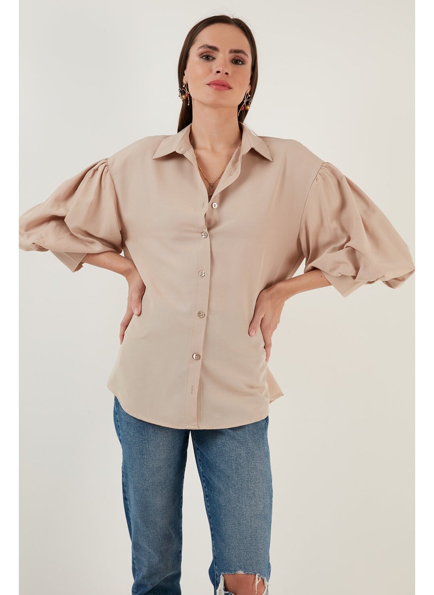 Cotton Oversize Balloon Sleeve Woven Shirt Women's Shirt 6234783