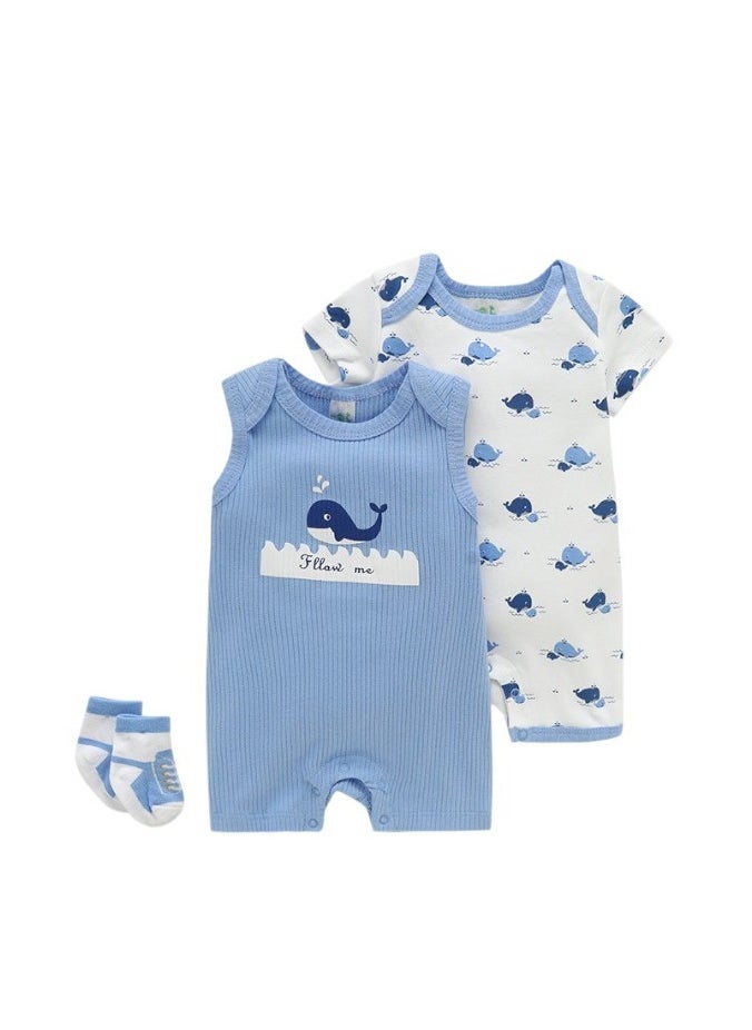 Bambimici Whale Printed Bodysuit 2-Piece