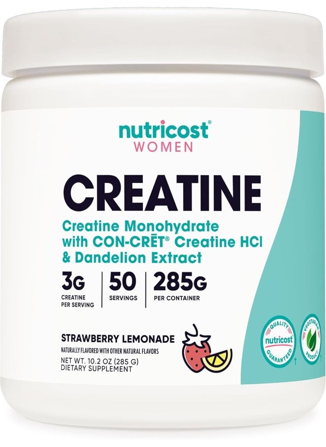 Creatine Monohydrate Powder For Women, Micronized, Strawberry Lemonade, 50 Servings - Vegetarian, Non-Gmo, Gluten Free