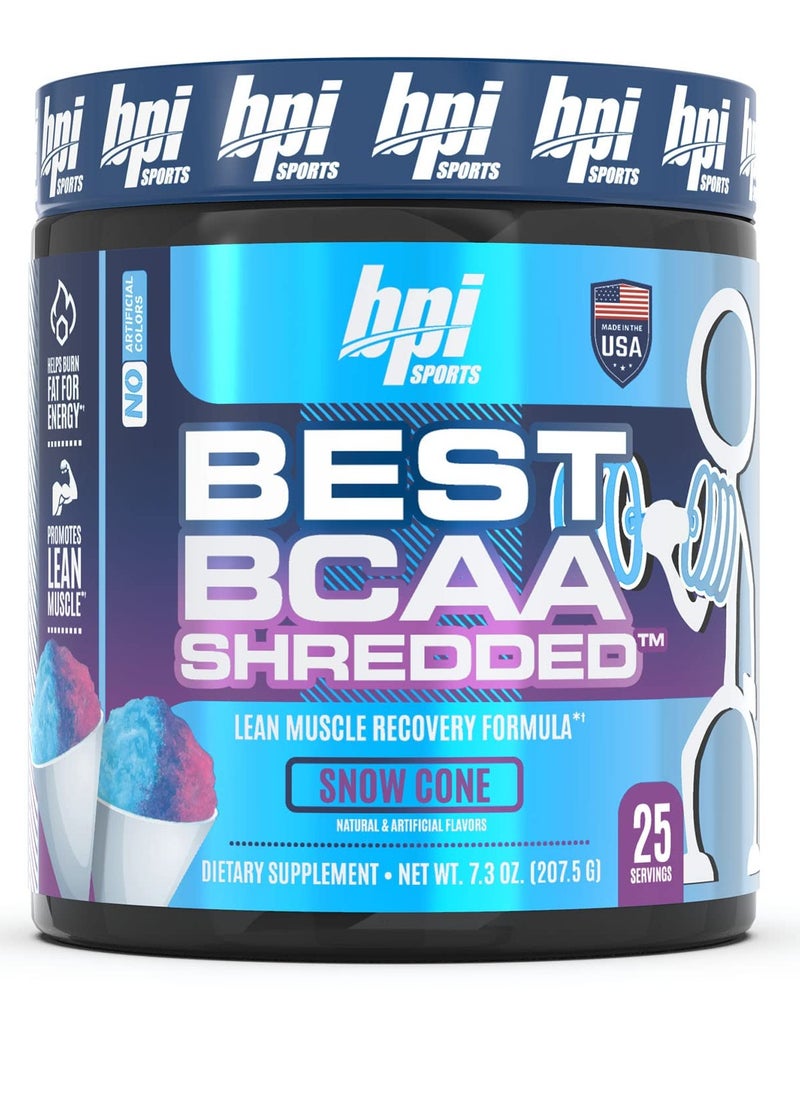 BPI Sports Best BCAA Shredded – Lean Muscle Recovery & Fat Burning BCAA Formula, Snow Cone Flavor