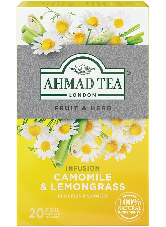 Ahmad Tea Camomile & Lemongrass Infusion, 20 Count (Pack of 6)