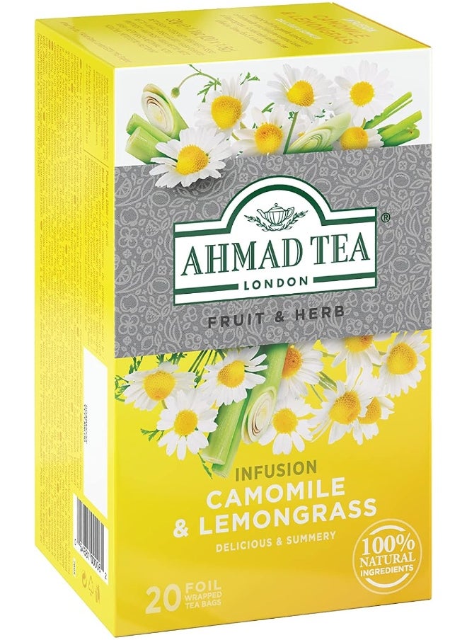 Ahmad Tea Camomile & Lemongrass Infusion, 20 Count (Pack of 6)