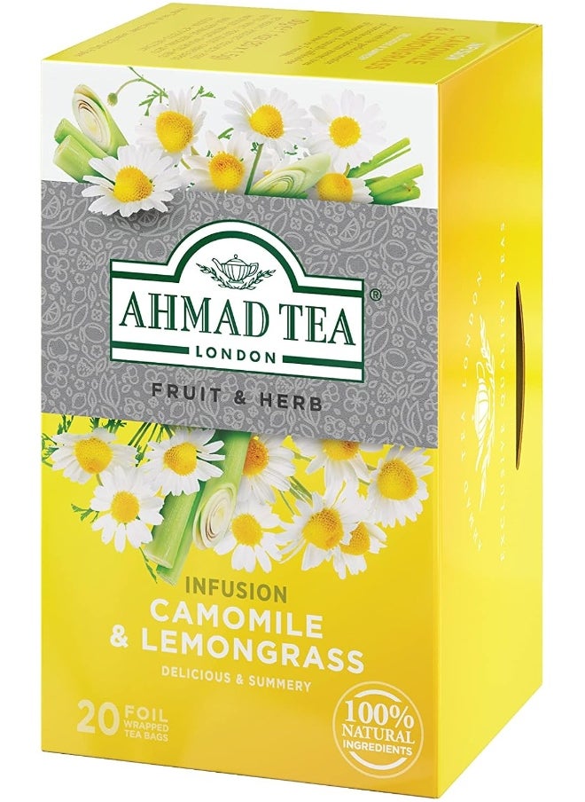 Ahmad Tea Camomile & Lemongrass Infusion, 20 Count (Pack of 6)