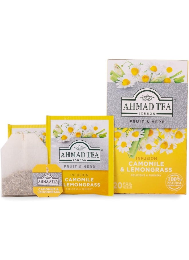 Ahmad Tea Camomile & Lemongrass Infusion, 20 Count (Pack of 6)