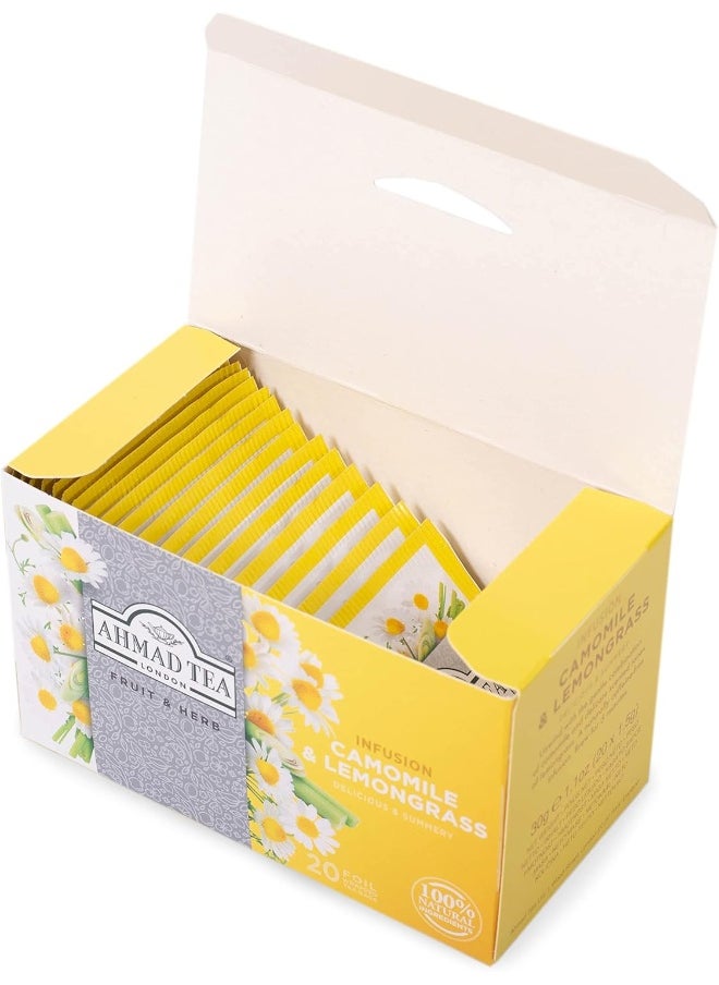 Ahmad Tea Camomile & Lemongrass Infusion, 20 Count (Pack of 6)