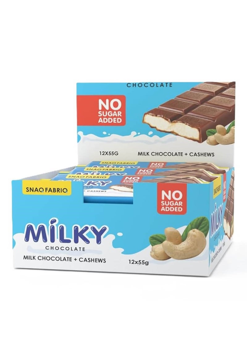 Snaq Fabriq Milky Chocolate Milk Chocolate + Cashew 12x55g