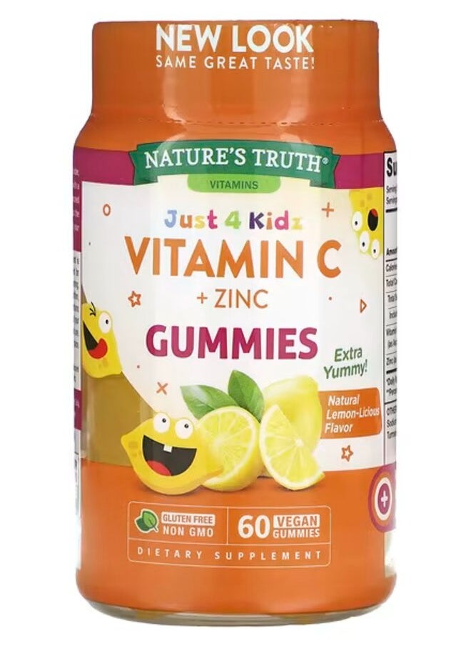 Nature’s Truth, Kids Vitamin C+Zinc, Natural Lemon, 60 Gummies, 60 Servings