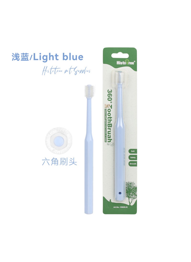 360-Degree Pet Toothbrush for Cats  DogsLight Blue (hexagon head) Light Blue (hexagon head)