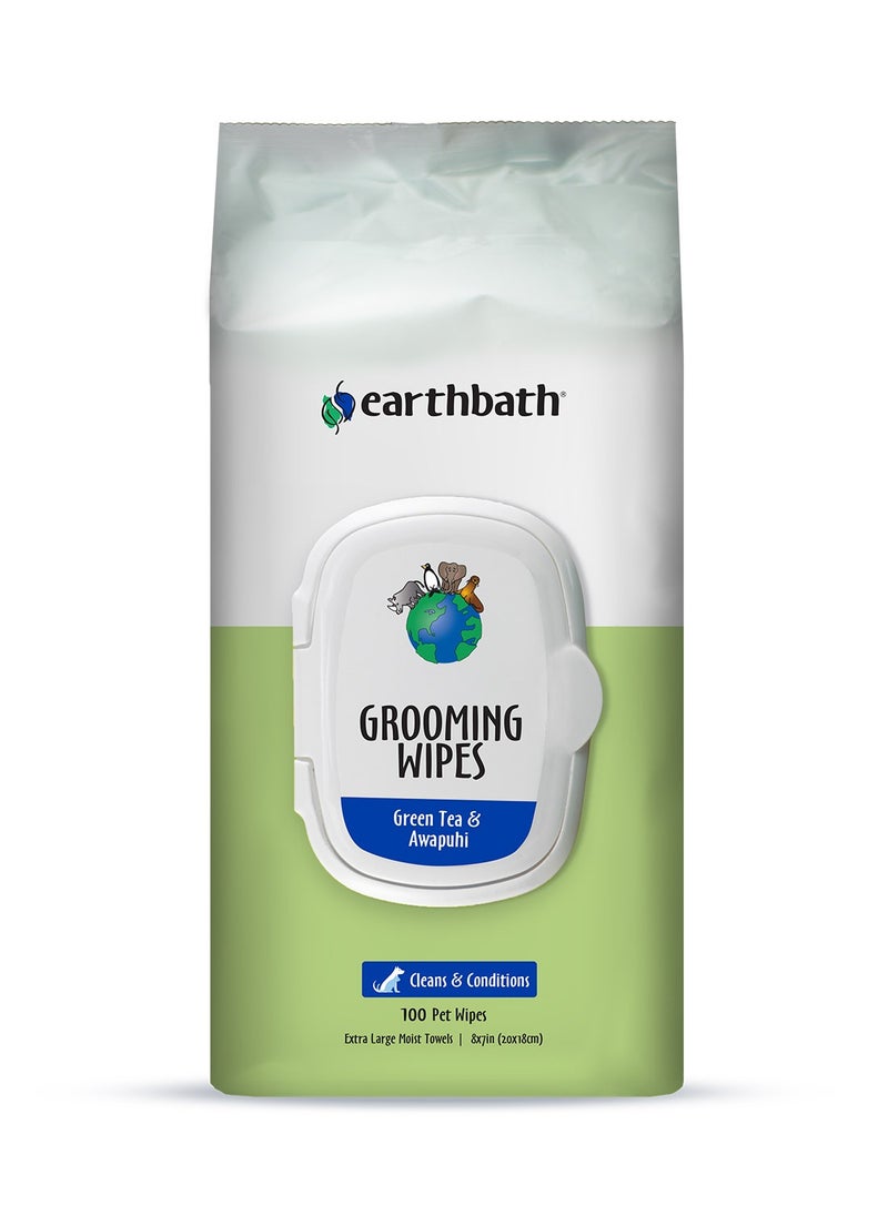 Earthbath Grooming Wipes, Green Tea & Awapuhi, 100 ct