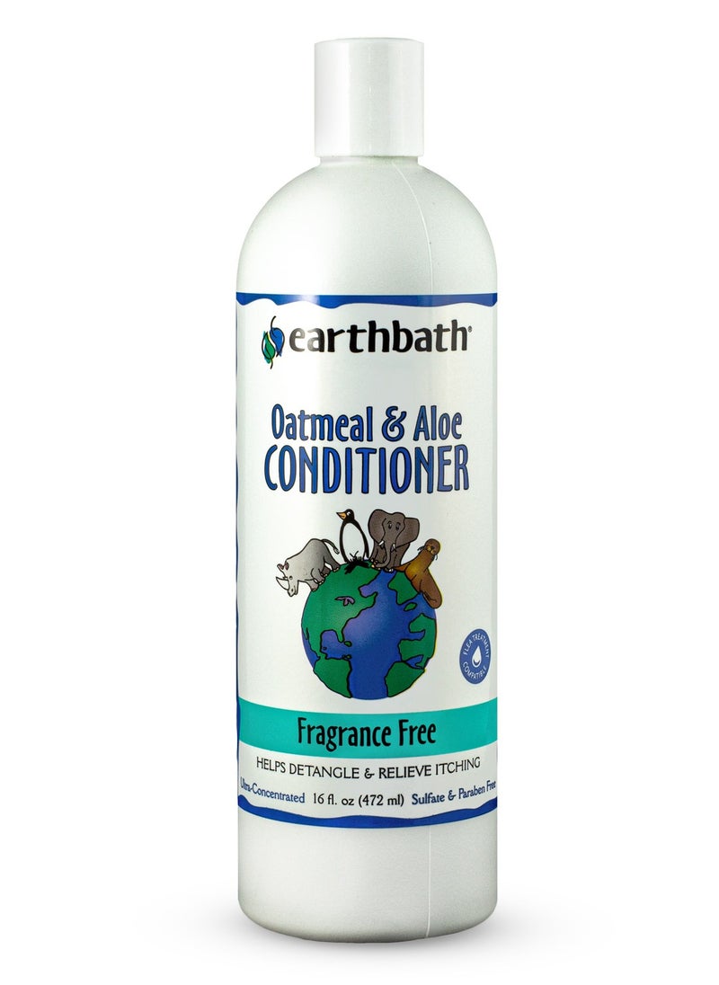 Earthbath Oatmeal & Aloe Conditioner, Fragrance Free, Helps Relieve Itchy Dry Skin, Made in USA, 16 oz
