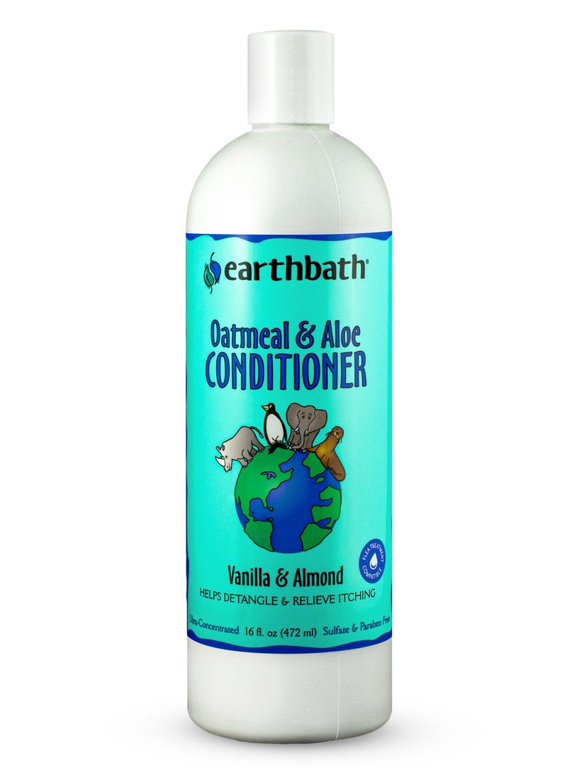 Earthbath Oatmeal & Aloe Conditioner, Vanilla & Almond, Helps Relieve Itchy Dry Skin, Made in USA, 16 oz