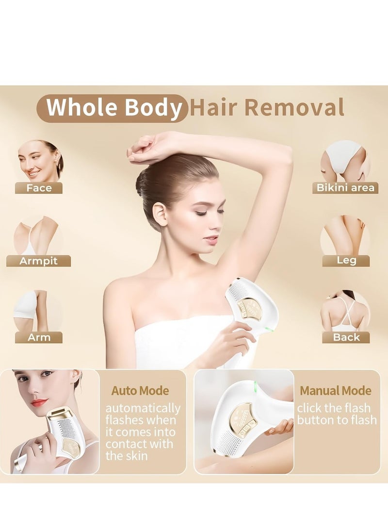 Laser Hair Removal, Hair Removal Device with Ice-Cooling Painless Care Function for Women and Man, IPL Hair Remover 999,999 Flashes for Facial Armpits Legs Arms Bikini Line