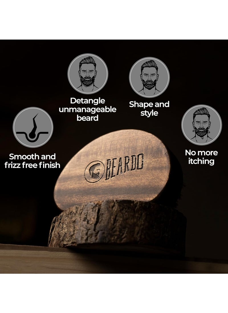 Bristle Beard Brush - Fine 100% Bristles for Effortless Beard Styling - Detangle and Tame frizzy unruly beard