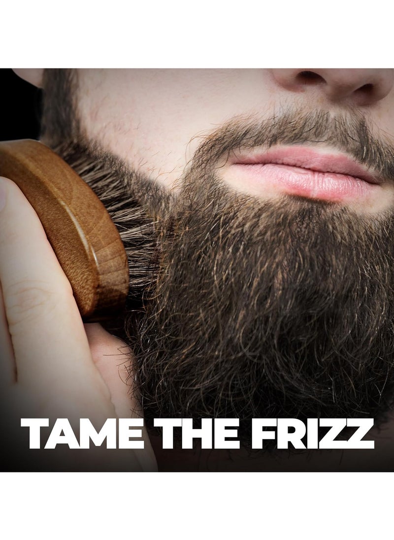 Bristle Beard Brush - Fine 100% Bristles for Effortless Beard Styling - Detangle and Tame frizzy unruly beard