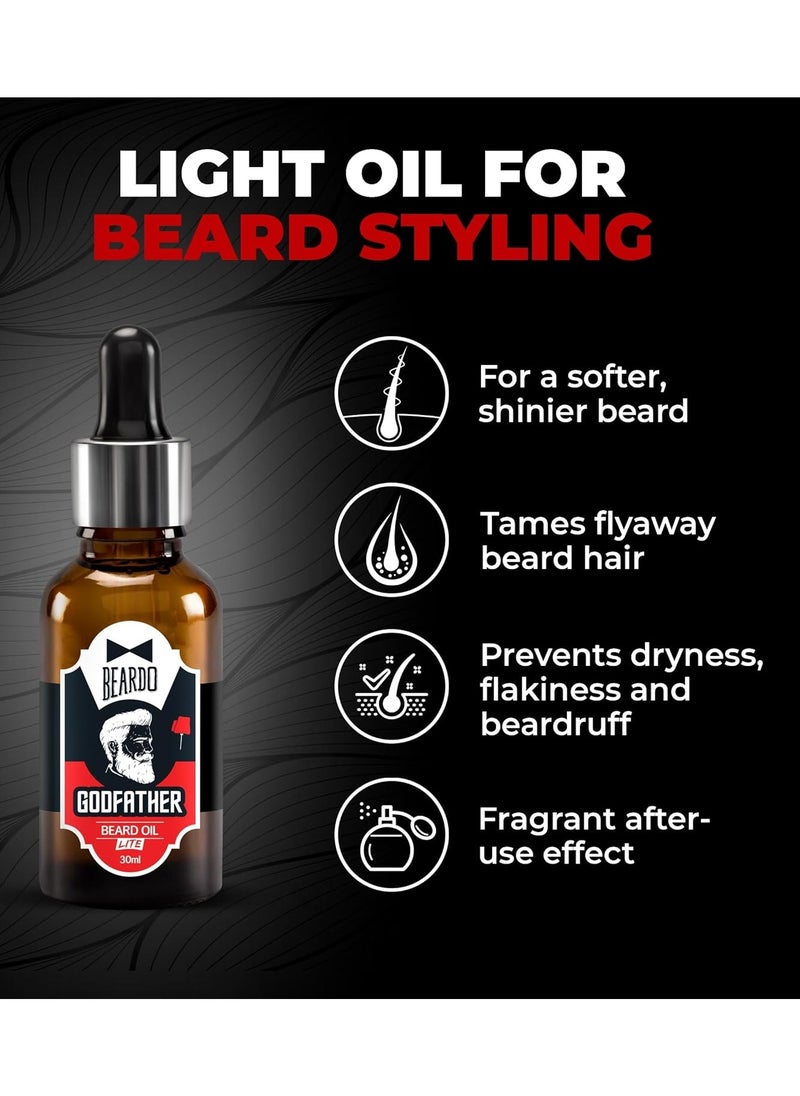 Godfather Combo Beard Oil and Beard Wash For Men - Nourishment Cleanses - Purifying and Hydrating Skin Cleaner With Avocado, Argan Oil - Shiny Patchy and Fast Beard Growth