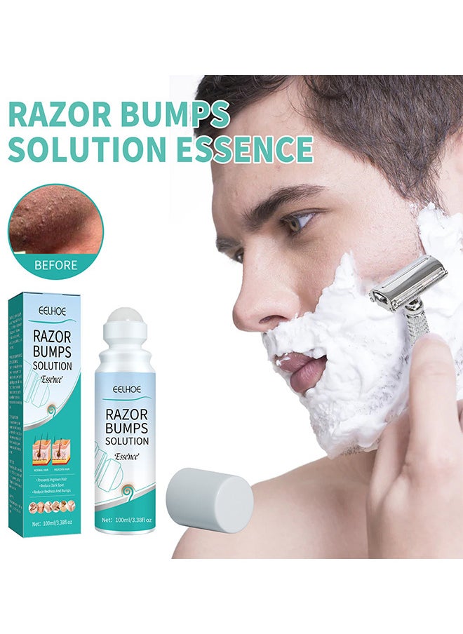 Razor Bump Solution Essence, Prevents Ingrown Hair Reduce Dark Spot Reduce Redhess And Bumps, Hair Growth Inhibitor Safe And Gentle, Delay Hair Growth, No Black Spots, Roll-On 100ML