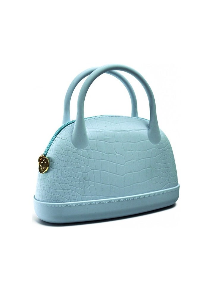 Ladies Crocodile Leather Bag Hand Cross Bag Single Shoulder Silicone Bag Colour:White - Navy blue