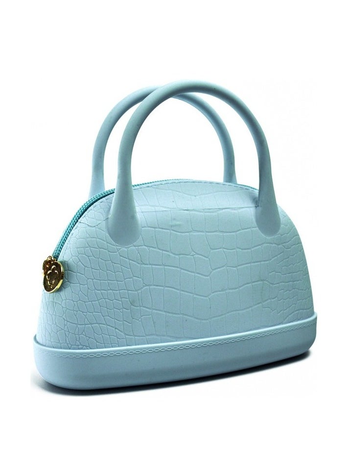 Ladies Crocodile Leather Bag Hand Cross Bag Single Shoulder Silicone Bag Colour:White - Navy blue