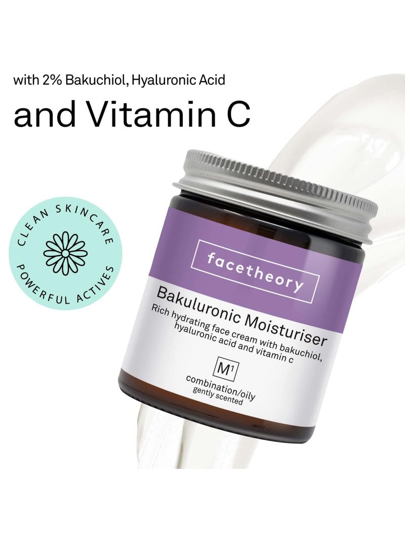 Bakuluronic Moisturizer M1 Face Cream with Vitamin C Bakuchiol Moisturizer that Hydrates and Revitalizes Skin Vegan and Cruelty Free Made in the UK Scented 50 ml