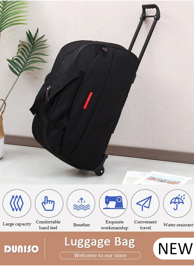 2 in 1 Suitcase for Men and Women, Large Capacity Hand Luggage Bag with Adjustable Pull Rod Portable Trolley Luggage Bag Travel Duffel Bag Multi-pocket Trolley Carry on Bag for Business Travel