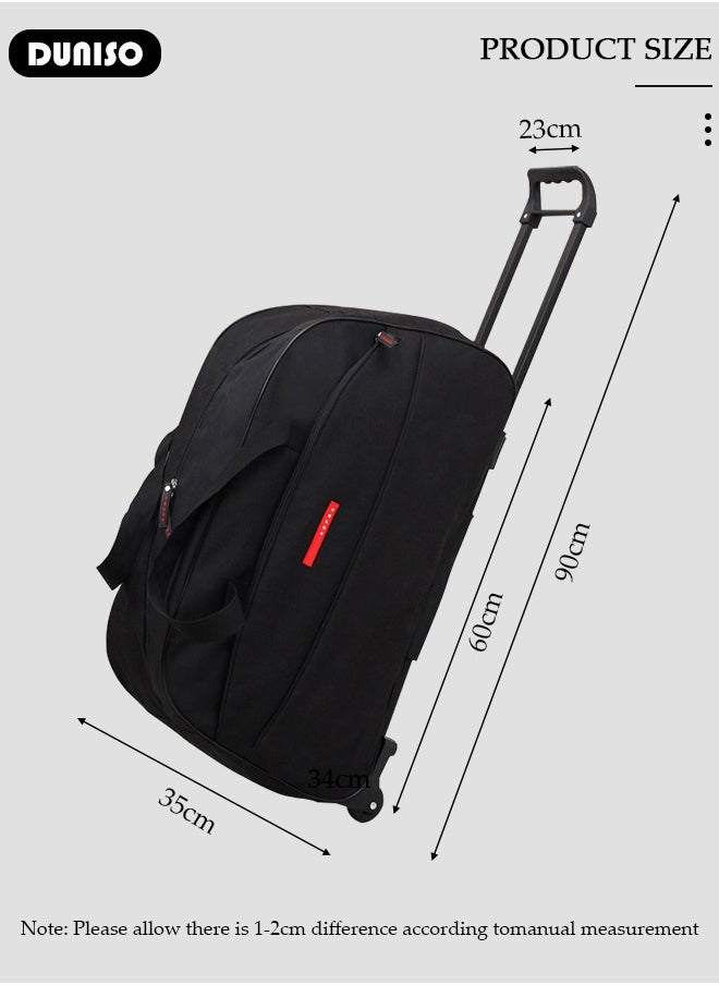 2 in 1 Suitcase for Men and Women, Large Capacity Hand Luggage Bag with Adjustable Pull Rod Portable Trolley Luggage Bag Travel Duffel Bag Multi-pocket Trolley Carry on Bag for Business Travel