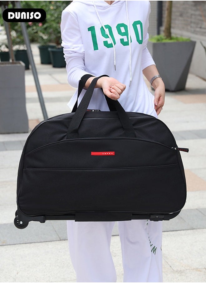 2 in 1 Suitcase for Men and Women, Large Capacity Hand Luggage Bag with Adjustable Pull Rod Portable Trolley Luggage Bag Travel Duffel Bag Multi-pocket Trolley Carry on Bag for Business Travel