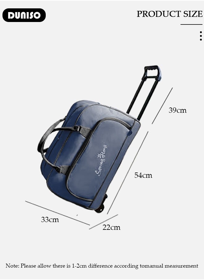 2 in 1 Suitcase for Men and Women, Large Capacity Hand Luggage Bag with Adjustable Pull Rod Portable Trolley Luggage Bag Travel Duffel Bag Multi-pocket Trolley Carry on Bag for Business Travel