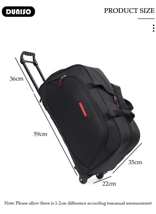 2 in 1 Suitcase for Men and Women, Large Capacity Hand Luggage Bag with Adjustable Pull Rod Portable Trolley Luggage Bag Travel Duffel Bag Multi-pocket Trolley Carry on Bag for Business Travel