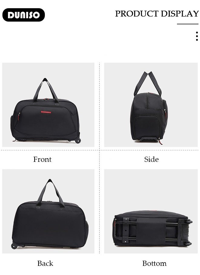 2 in 1 Suitcase for Men and Women, Large Capacity Hand Luggage Bag with Adjustable Pull Rod Portable Trolley Luggage Bag Travel Duffel Bag Multi-pocket Trolley Carry on Bag for Business Travel