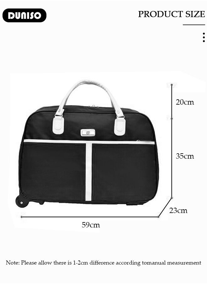 2 in 1 Suitcase for Men and Women, Large Capacity Hand Luggage Bag with Adjustable Pull Rod Portable Trolley Luggage Bag Travel Duffel Bag Multi-pocket Trolley Carry on Bag for Business Travel