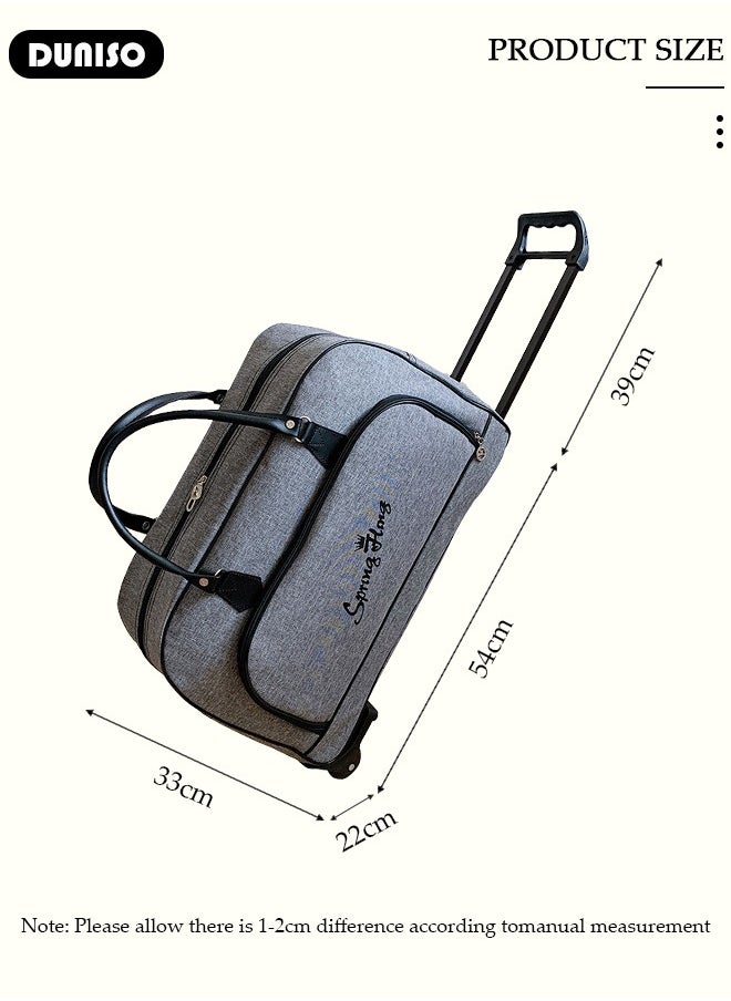 2 in 1 Suitcase for Men and Women, Large Capacity Hand Luggage Bag with Adjustable Pull Rod Portable Trolley Luggage Bag Travel Duffel Bag Multi-pocket Trolley Carry on Bag for Business Travel